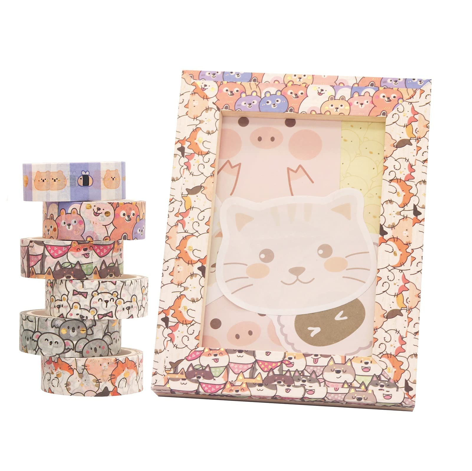 HASTHIP 18 Rolls Cute Pets Washi Tape Set Gold Embellishment Decorative Masking Tapes for Arts, DIY Crafts, Bullet Journals, Planners, Scrapbook, Wrapping,Travel HASTHIP 18 Rolls Cute Pets Washi Tape Set Gold Embellishment Decorative Masking Tapes for Arts, DIY Crafts, Bullet Journals, Planners, Scrapbook, Wrapping,Travel